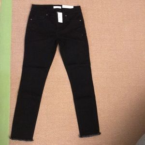 Black denim with frayed hem
